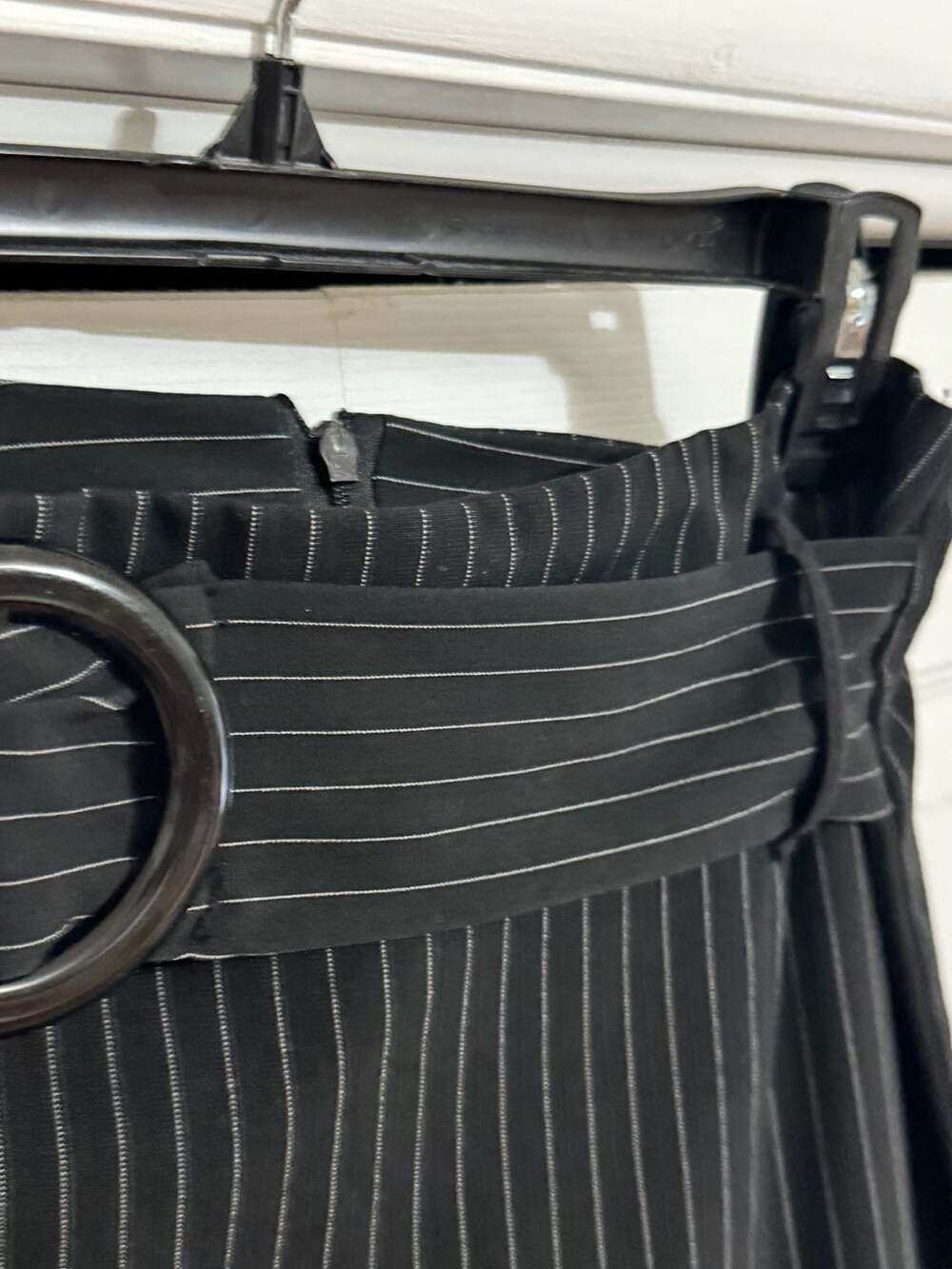 Lola Black Pinstripe High-Waisted Belted Pencil Skirt - Picture 3 of 4